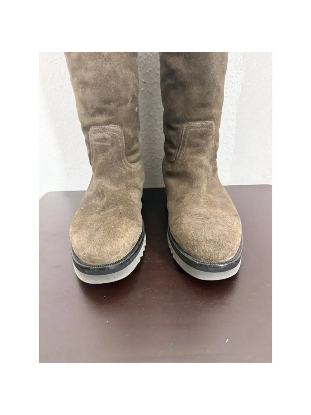 Aquatalia Marvin K Chelsea Suede Fold Cuff Boots 9.5 Women Brown Faux Fur $382